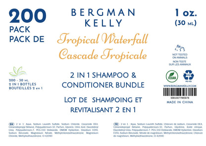 Bergman Kelly Travel Size 2-in-1 Shampoo & Conditioner – 1 fl oz, 200 ct, Tropical Waterfall