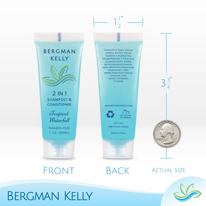 Bergman Kelly Travel Size 2-in-1 Shampoo & Conditioner – 1 fl oz, 200 ct, Tropical Waterfall