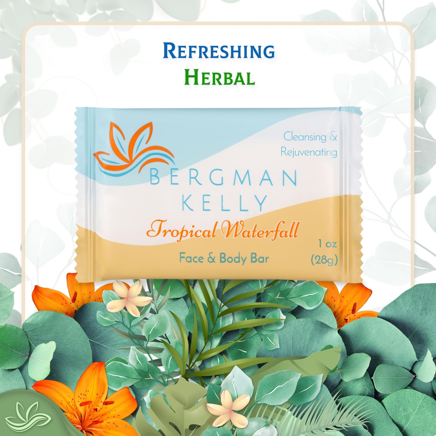 BERGMAN KELLY Hotel Soap Bars - Tropical Waterfall, 1 oz, 100 Count | Travel Size Luxury Bulk Amenities