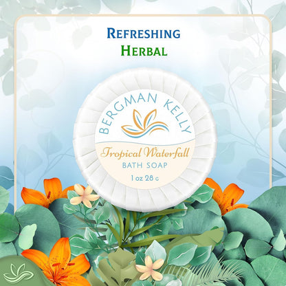 BERGMAN KELLY Tropical Waterfall Hotel Soap Bars Bulk 100 Pack, 1 oz, Individually Wrapped