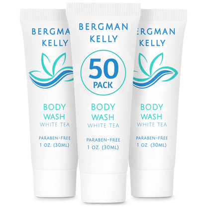 BERGMAN KELLY Travel Size Body Wash – 1 oz, 50-Pack, White Tea