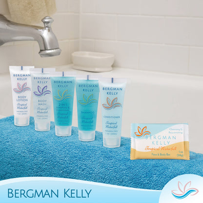 BERGMAN KELLY Hotel Soap Bars - Tropical Waterfall, 1 oz, 100 Count | Travel Size Luxury Bulk Amenities