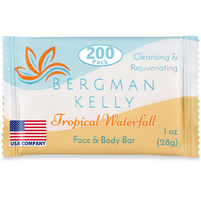 BERGMAN KELLY - Tropical Waterfall Hotel Soap Bars, 1 oz, 200 Count – Travel-Size Luxury Bulk Amenities
