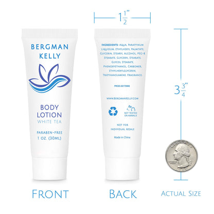 BERGMAN KELLY Hotel Toiletries Bundle – White Tea 1 oz, 200-Piece Bulk 4-Piece Set