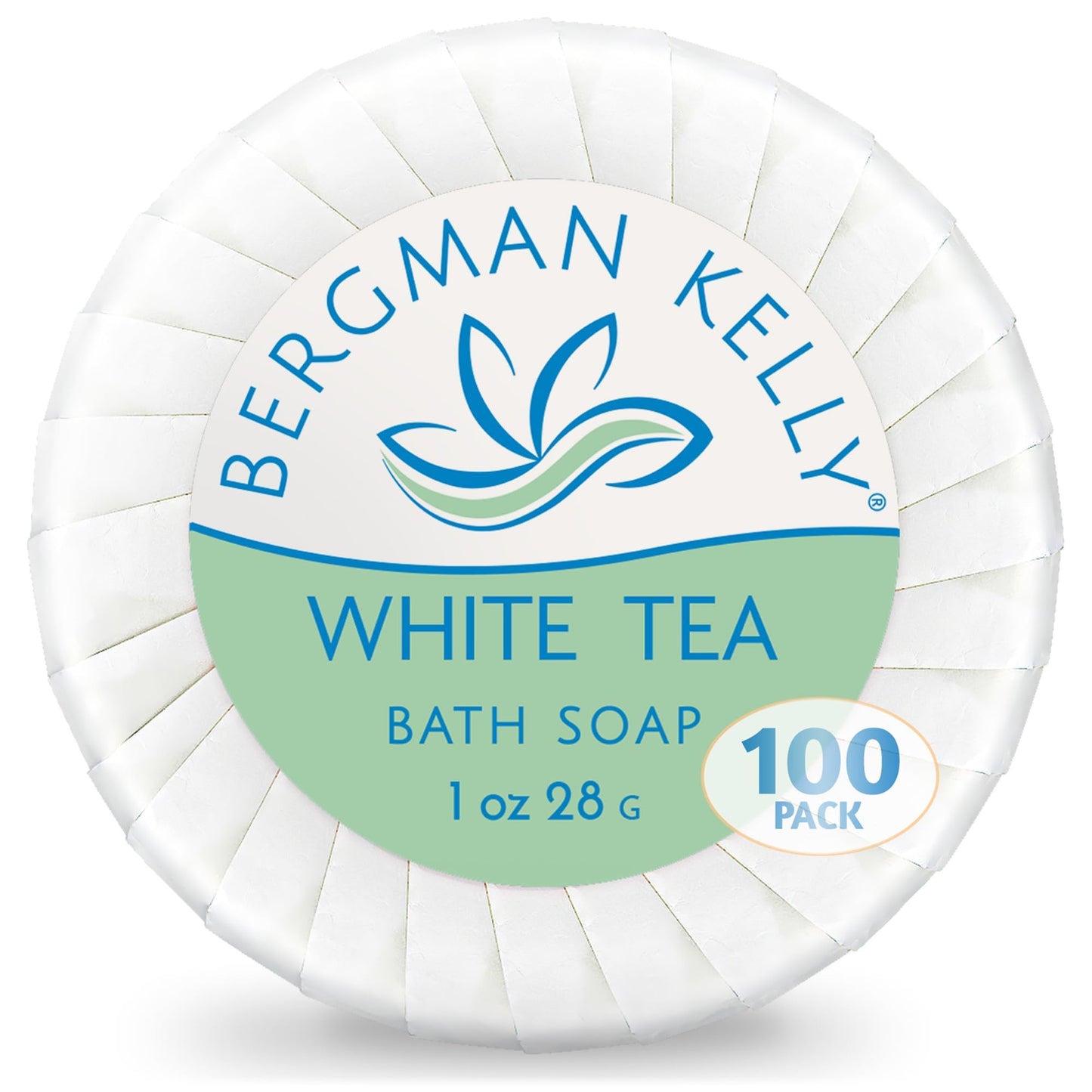 BERGMAN KELLY White Tea Hotel Soap Bars, 1 oz, 100 Pack – Travel Size Bulk Amenities