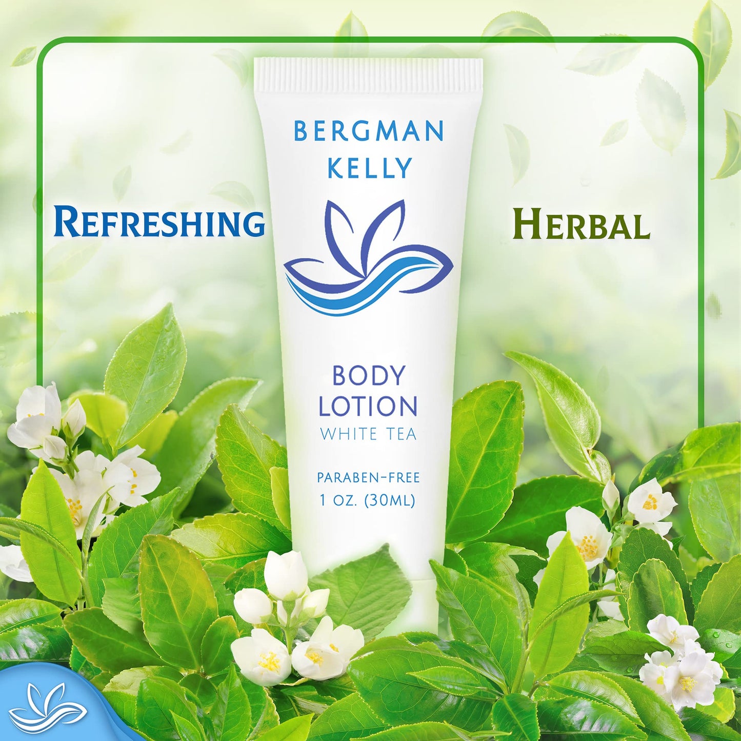 BERGMAN KELLY Travel Size Lotion 1oz – White Tea Scent, 200 Count Bulk Hotel Amenities