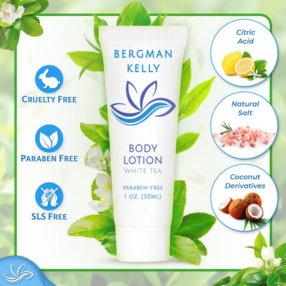 BERGMAN KELLY Travel Size Lotion 1oz – White Tea Scent, 200 Count Bulk Hotel Amenities