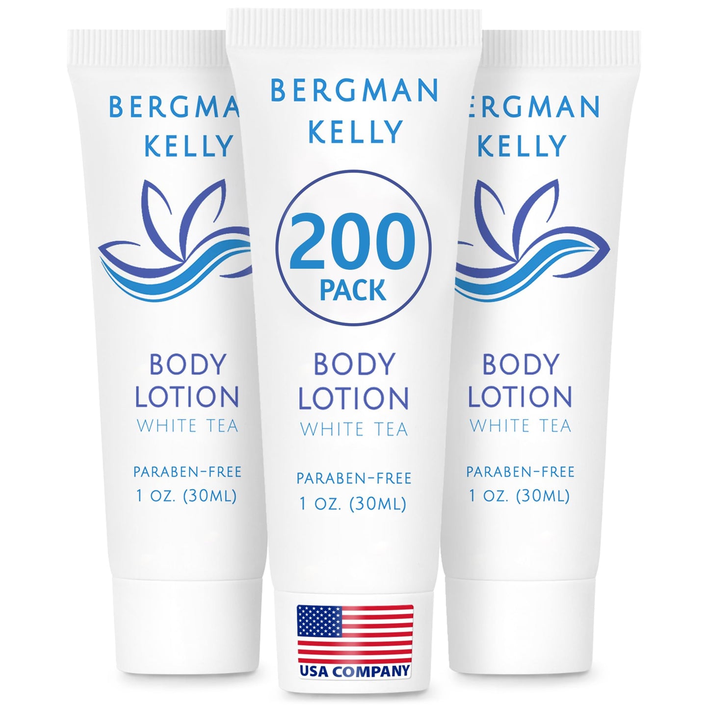 BERGMAN KELLY Travel Size Lotion 1oz – White Tea Scent, 200 Count Bulk Hotel Amenities