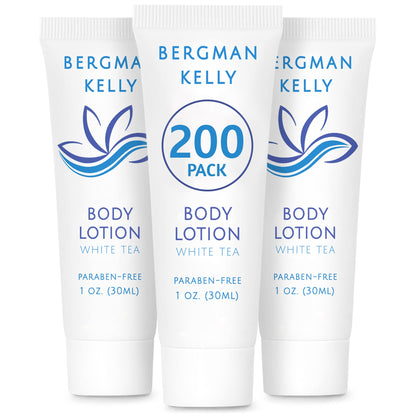 BERGMAN KELLY Travel Size Lotion 1oz – White Tea Scent, 200 Count Bulk Hotel Amenities