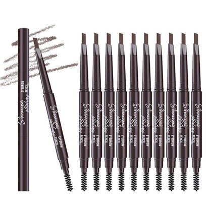 Berinist 12pc Dark Brown Waterproof Eyebrow Pencils — Dual-End with Brush