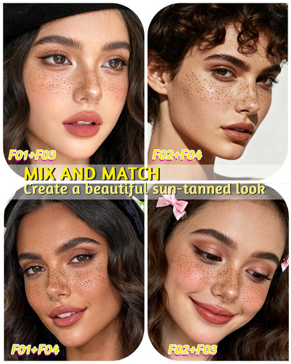 Berinist 4-Color Freckle Stamp Pen Kit — 2-in-1 Waterproof Freckle Pen for Natural Sun-Kissed Looks