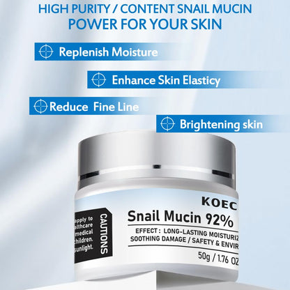 BERVEAL Vitamin C Facial Serum & Snail Mucin 92% Moisturizer – Hydrating Gel Cream, 1.01 oz