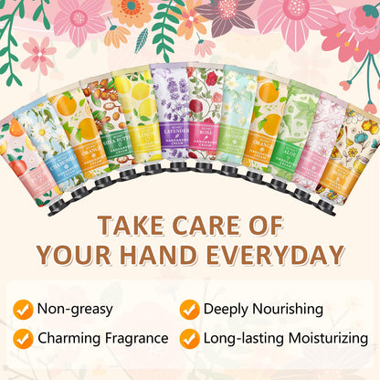 BESNEL 24-Pack Hand Cream Gift Set – 12 Fragrances, Travel-Size Lotions