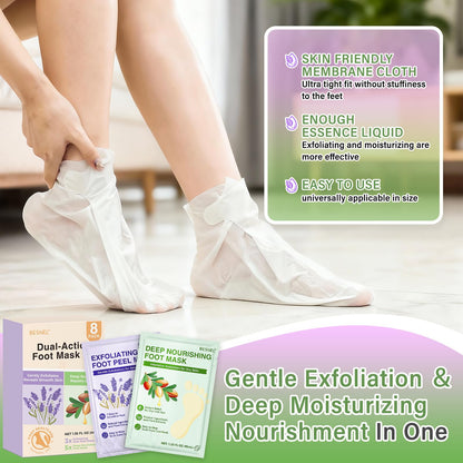 BESNEL Foot Mask 3Pcs & 5Pcs Set – Exfoliating & Moisturizing for Dry Feet