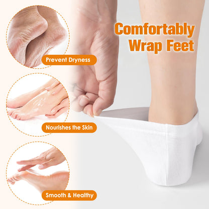 BESSLEE Sleep Cotton Socks for Moisturizing Feet Overnight – Snug-Fit Spa Socks (10 Pairs, Black & White)