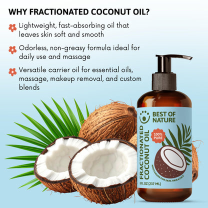 Best of Nature 100% Pure Fractionated Coconut Oil – Unscented Massage Oil, Carrier for Essential Oils, 128 fl oz (Gallon)