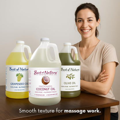 Best of Nature 100% Pure Fractionated Coconut Oil – Unscented Massage Oil, Carrier for Essential Oils, 128 fl oz (Gallon)