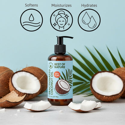 Best of Nature 100% Pure Fractionated Coconut Oil – Unscented Massage Oil, Carrier for Essential Oils, 128 fl oz (Gallon)