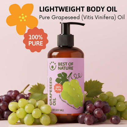 Best of Nature 100% Pure Grapeseed Oil – Unscented, Lightweight Carrier Oil (64 oz)