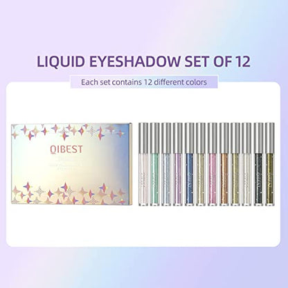 BestLand 12 Colors Liquid Glitter Eyeshadow Set Color A | Metallic Glitter, Waterproof & Quick-Drying