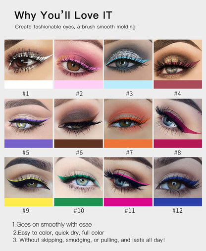 BestLand 12 Colors Matte Liquid Eyeliner Set – Waterproof and Long-Lasting