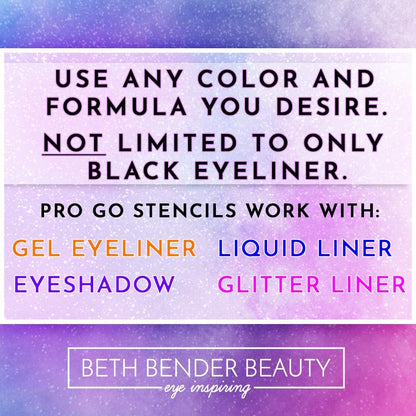 Beth Bender Beauty Pro Go Eyeliner Stencil — Cat Eye Kit, USA Made, Vegan & Cruelty-Free (Pack of 2, 48 Stencils)
