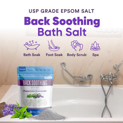 Better Bath Better Body Back Soothing Bath Salt – Epsom Salt with Bergamot, Lavender, Eucalyptus & Peppermint Oils + Vitamin C (Pack of 2)