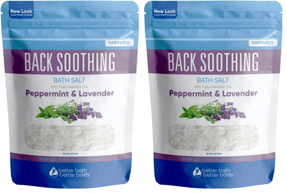 Better Bath Better Body Back Soothing Bath Salt – Epsom Salt with Bergamot, Lavender, Eucalyptus & Peppermint Oils + Vitamin C (Pack of 2)