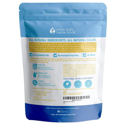 Detox Bath Salt 32 oz – USP Epsom Salt with Ginger, Lemon Oils, Vitamin C (Made in USA)