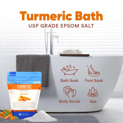 Better Bath Better Body Turmeric Bath Salt 32oz – Epsom Salt with Cinnamon, Orange, Vitamin C – BPA-Free Pouch