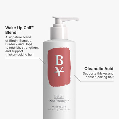 Better Not Younger Volume Styling Bundle: Wake Up Call High Hold Spray (6 fl oz) + Shampoo & Conditioner