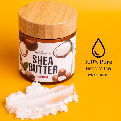 Better Shea Butter Refined Unscented – 100% Pure African Shea Butter for Hair & Dry Skin (8 oz Jar)