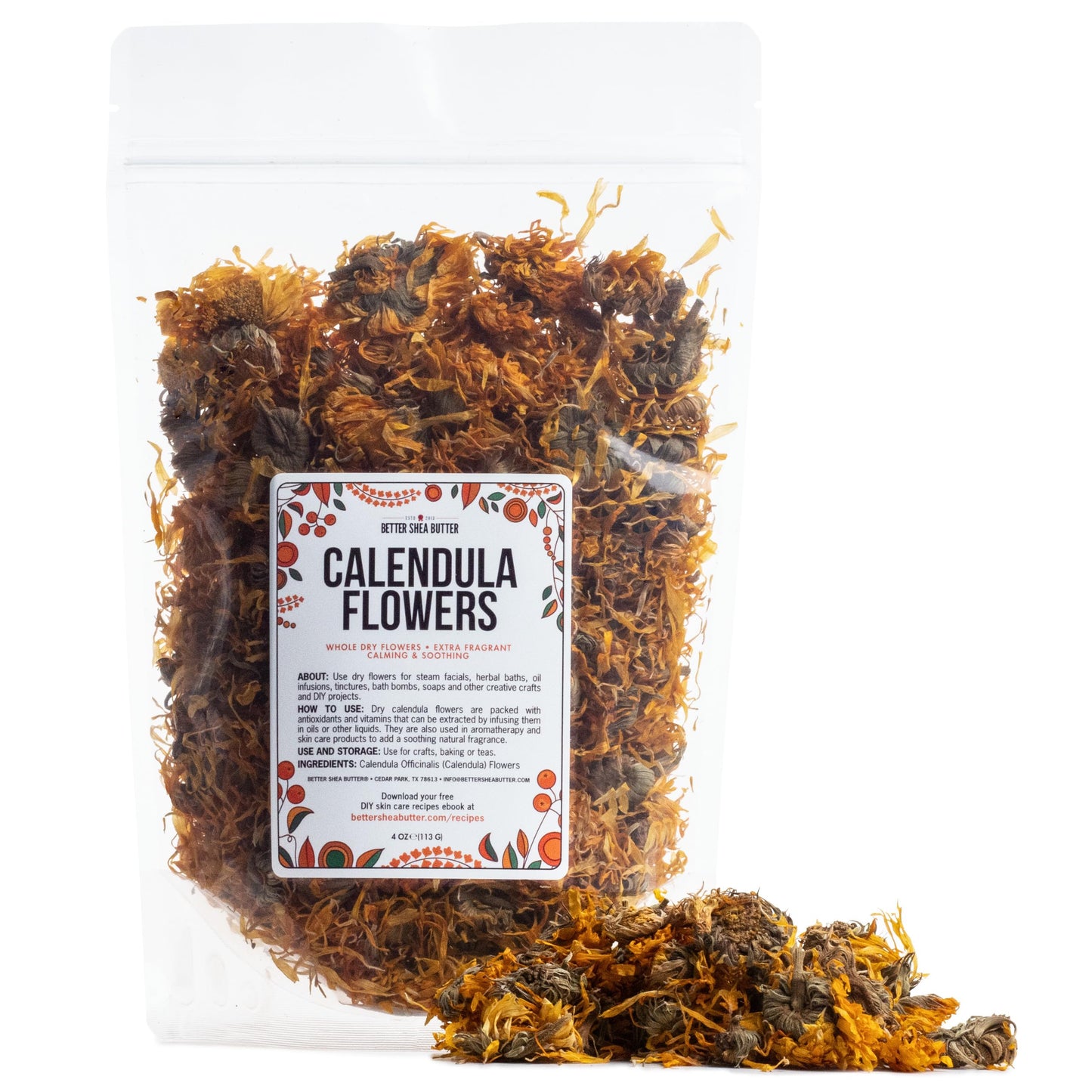 Better Shea Butter Dried Calendula Flowers – 4 oz for Soap Making, Tea, Tinctures & Bath Salts