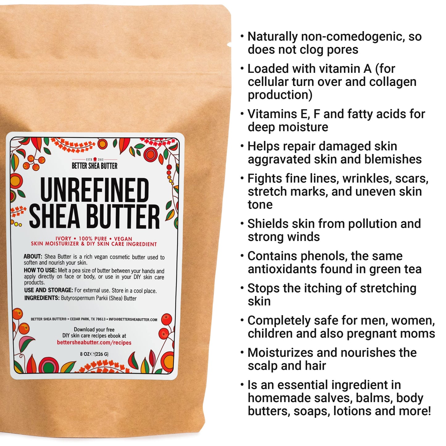 Raw Shea Butter – 8 oz, 100% Pure African Unrefined | Better Shea Butter