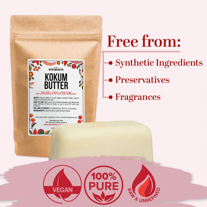 Better Shea Butter Raw Kokum Butter Unrefined – Unscented 1 lb Block for DIY Skincare