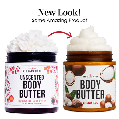 Better Shea Butter Unscented Body Butter – Deep Moisturizer with Raw Shea Butter & Jojoba Oil (8 oz)