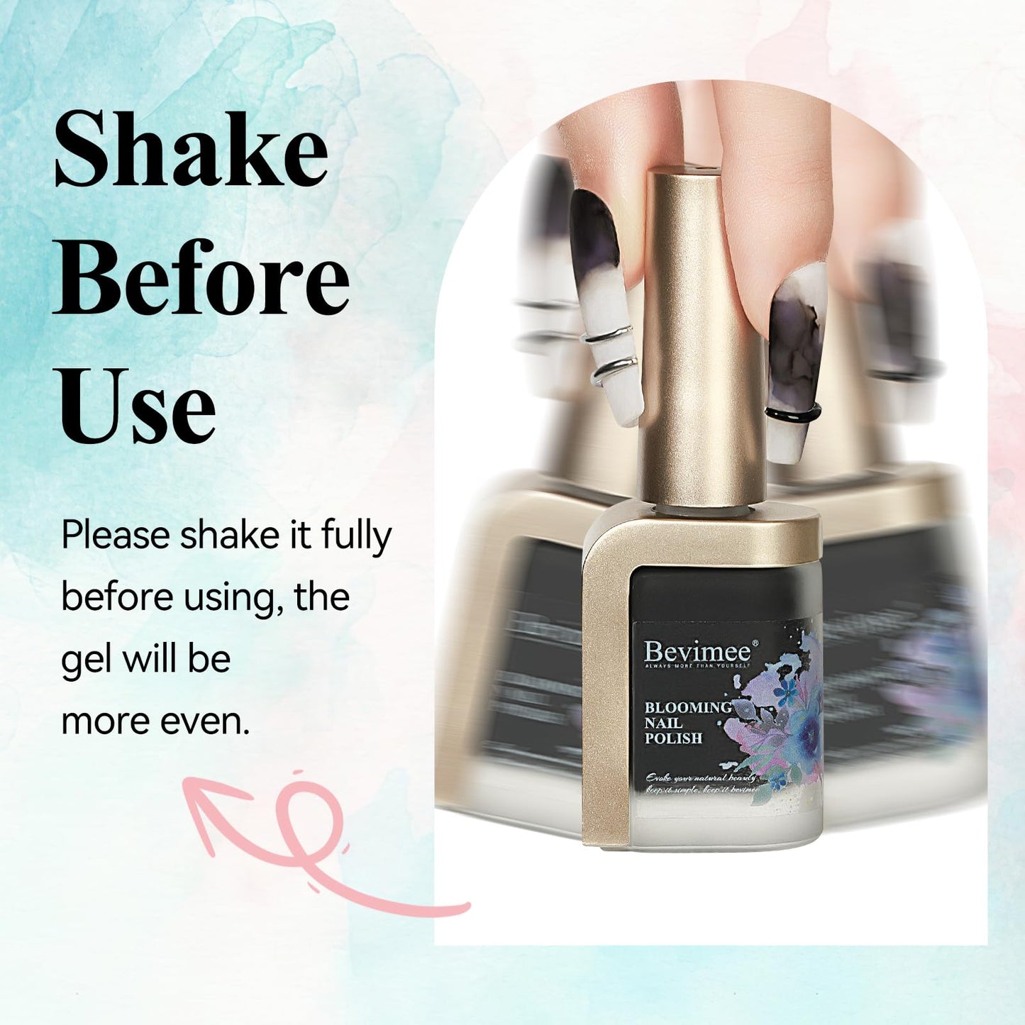 Bevimee Blooming Gel Nail Polish – Marble Watercolor Ink 12ML Black & White (2PCS) for Flower Nail Art
