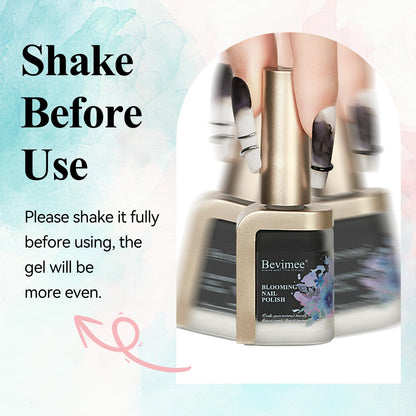 Bevimee Blooming Gel Nail Polish – Marble Watercolor Ink 12ML Black & White (2PCS) for Flower Nail Art