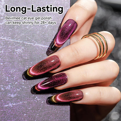 Bevimee 10 Colors 9D Cat Eye Gel Nail Polish Kit with Magnet Stick | Galaxy & Chameleon Nail Art