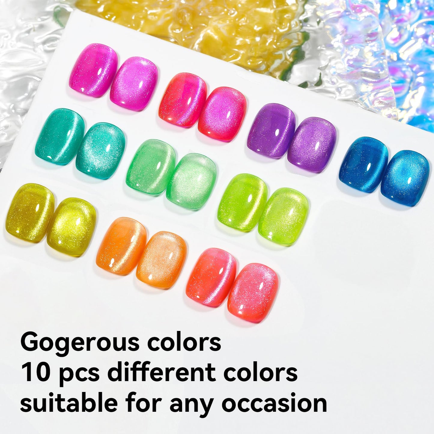Bevimee Glitter Cat Eye Gel Nail Polish Kit — 10 Magnetic Colors