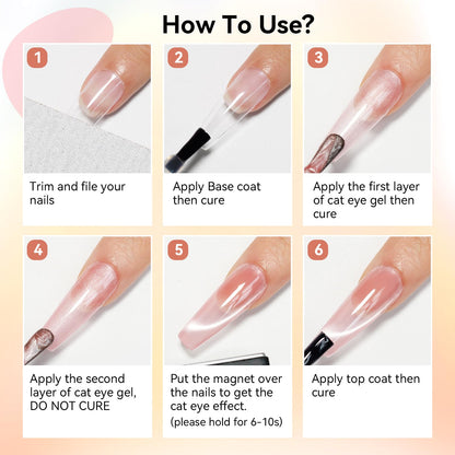 Bevimee Cat-Eye Gel Polish Set with Magnet - 10 Colors Moonlight (8ml)
