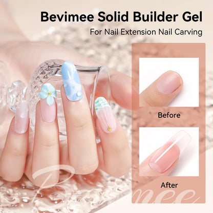 Bevimee Solid Builder Gel & Rhinestones Glue – 18g Gel, 15g Glue for Nail Art at Home