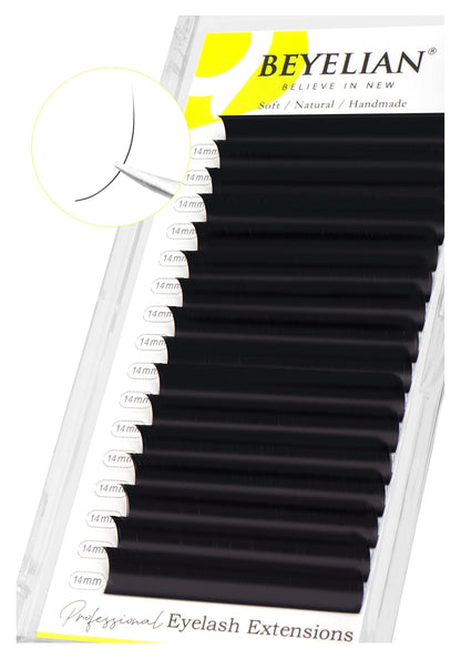 BEYELIAN Eyelash Extensions – Natural Matte Black, 0.03-0.20 C/D/D+/L/M/LU Curl, 7-15mm, High Temperature Resistant