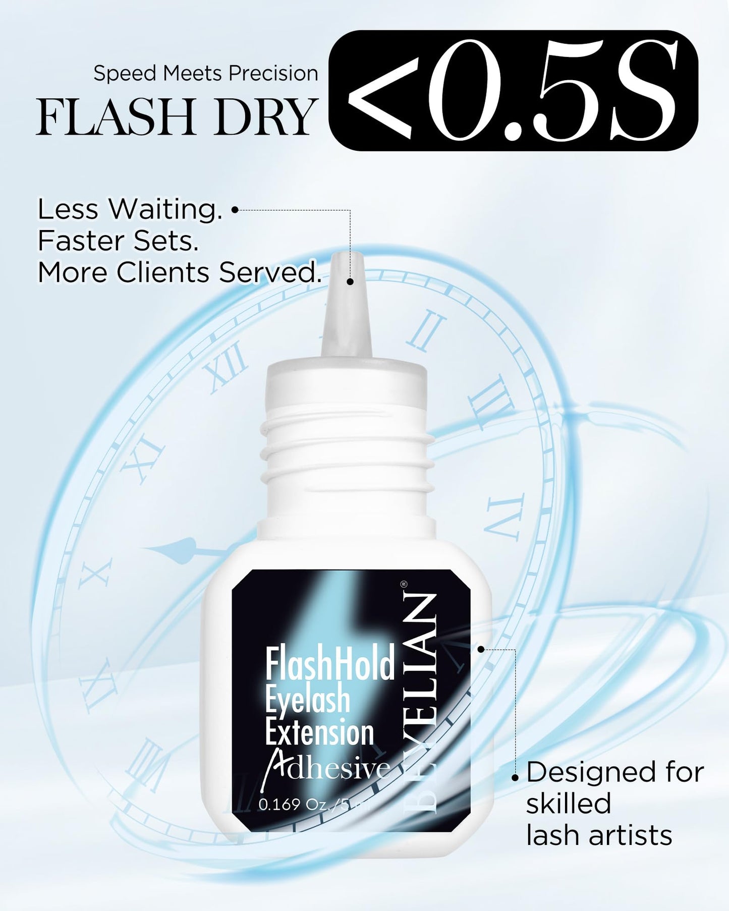 BEYELIAN Sensitive Eyelash Extension Glue – 0.17oz, Fast 0.5s Dry, 7–8 Week Hold