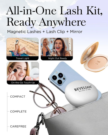 BEYELIAN Portable Magnetic Eyelashes with Applicator Kit – All-In-One Lash Box