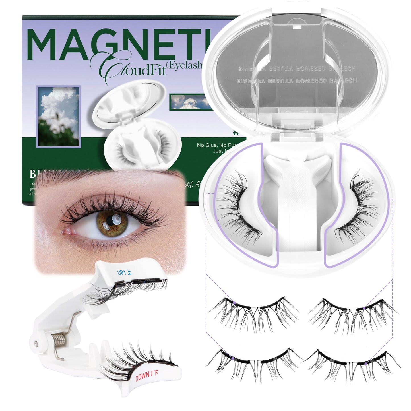 BEYELIAN Portable Magnetic Eyelashes with Applicator Kit – All-In-One Lash Box