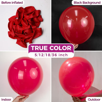 Bezente Red Balloons - 100 Pack 12-Inch Latex Party Balloons for Valentine's, Weddings & Celebrations