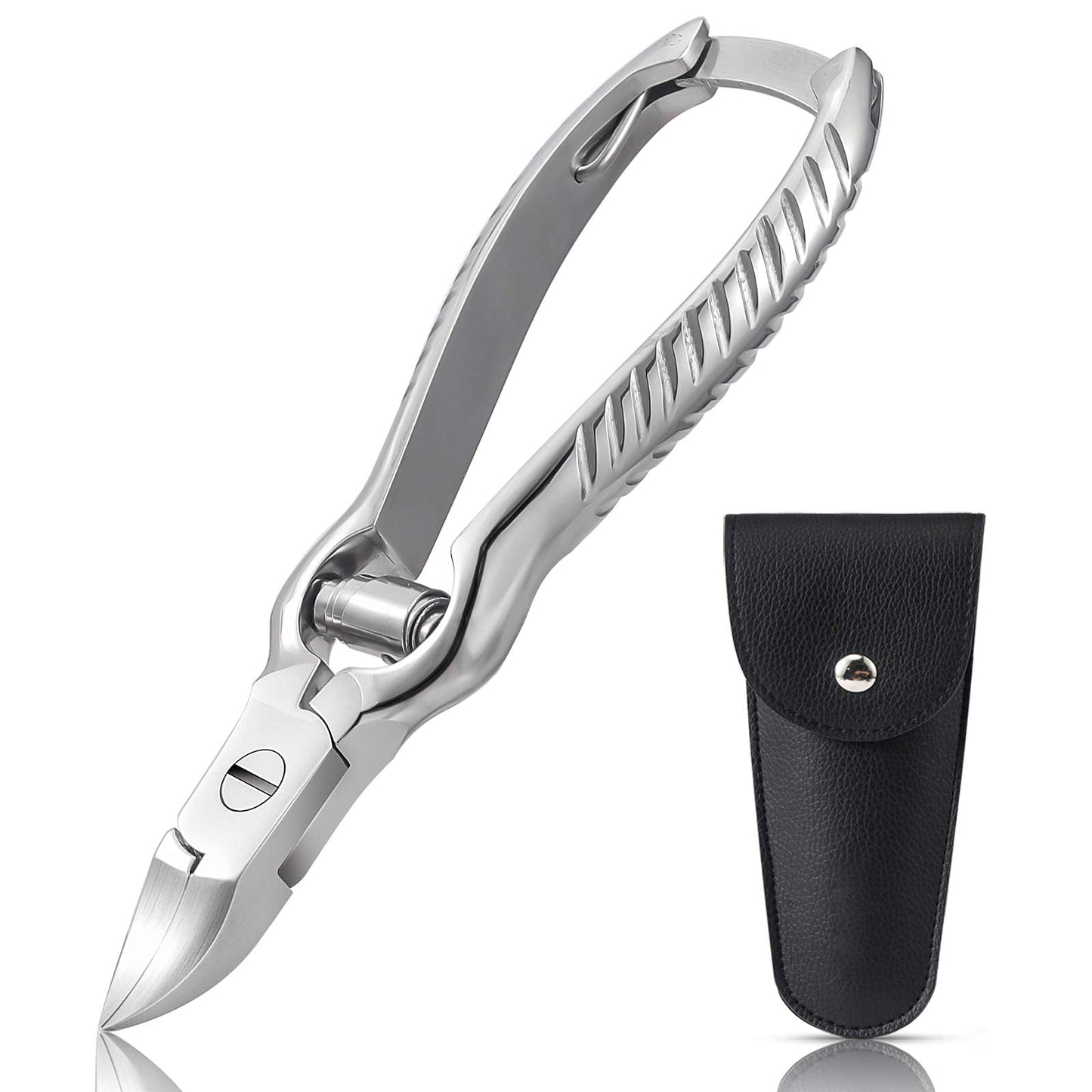 BEZOX Heavy Duty Toenail Clippers for Thick & Ingrown Nails | Stainless Steel, Podiatry-Grade, Silver