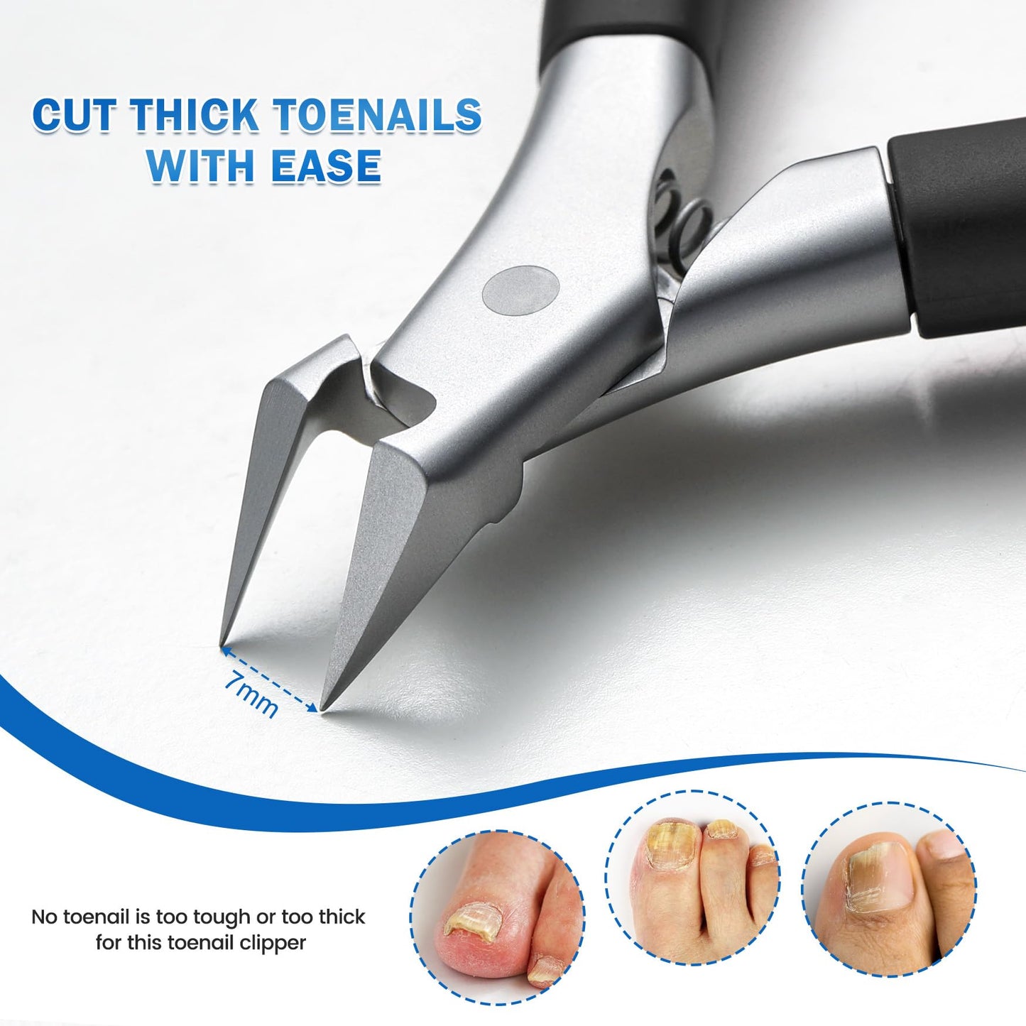 BEZOX Straight Blade Toenail Clippers – Thick Nail Cutter for Seniors and Adults (Black)