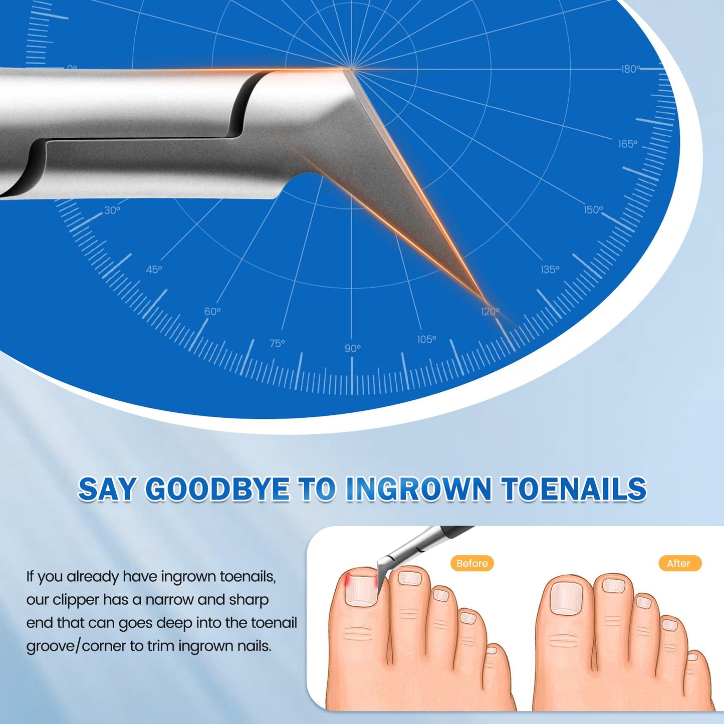 BEZOX Straight Blade Toenail Clippers – Thick Nail Cutter for Seniors and Adults (Black)
